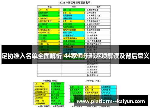 足协准入名单全面解析 44家俱乐部逐项解读及背后意义